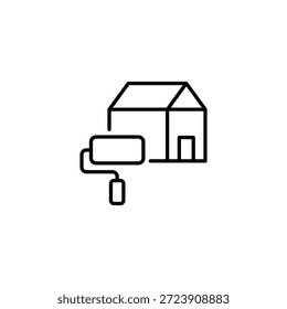 Inicio Renovación Icono de rodillo de pintura Esquema Simple Minimalista