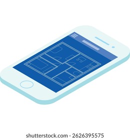 Plano de renovação da casa no ícone do vetor do telefone