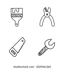 home renovation tools hand drawn icons 