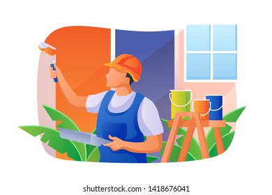 Home Renovation Vector Concept Illustration, Suitable for web landing page, ui, mobile app, editorial design, flyer, banner, and other related occasion