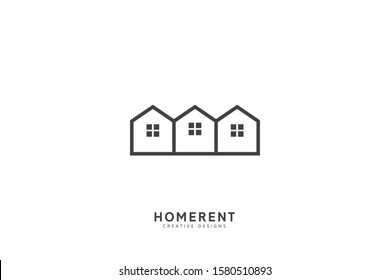 home rent logo. linear home vector, line art logo illustration, sell and buy home