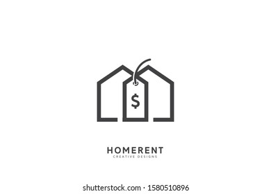 home rent logo. linear home vector, line art logo illustration, sell and buy home