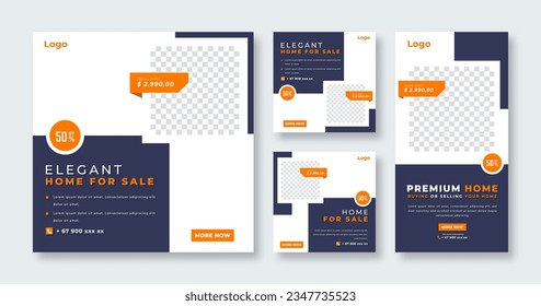 Home Rent Sale Social Media Post for Online Marketing Promotion Banner, Story and Web Internet Ads Flyer