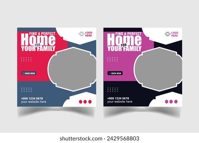 Home rent and sale social media advertising posts digital marketing vector