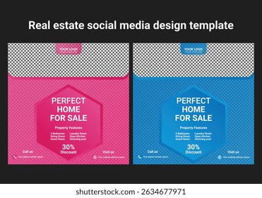 Home rent and sale social media advertising posts digital marketing vector sets. Unique geometric modern square template social media layouts poster and promo social media banners design.
