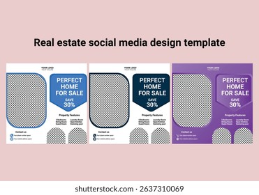 Home rent and sale social media advertising posts digital marketing vector sets. Unique geometric modern square template social media layouts poster and promo social media banners design.
