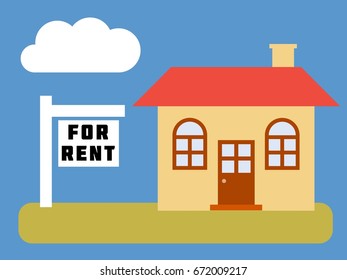 Home for rent - simple vector real estate illustration.