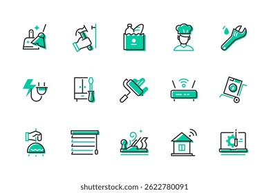 Home repair and care - set of line design style icons
