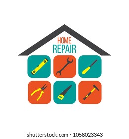 Home repair concept with tools. Vector illustration