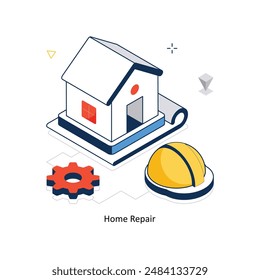 Home Repair concept vector isometric style stock illustration. EPS file