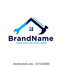 Home repair construction logo icon. Home service logo design illustration. Simple design on white background.