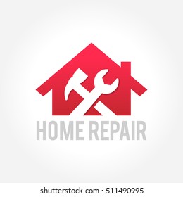 Home repair emblem and symbol of a house