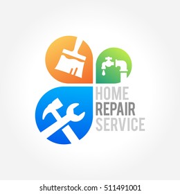 Home repair emblem and symbol of a house