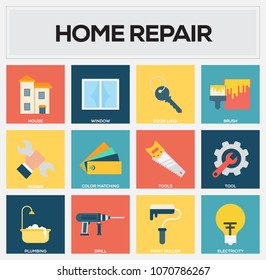 Home Repair Flat Icon Set