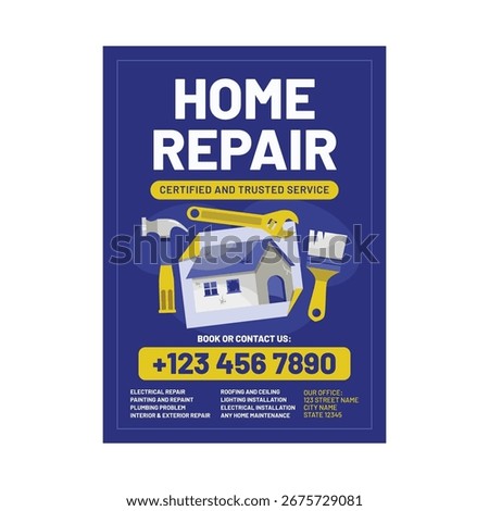 Home repair flyer poster template design