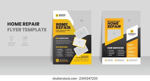 Home repair flyer template with Handyman leaflet design Professional plumbing service brochure cover
