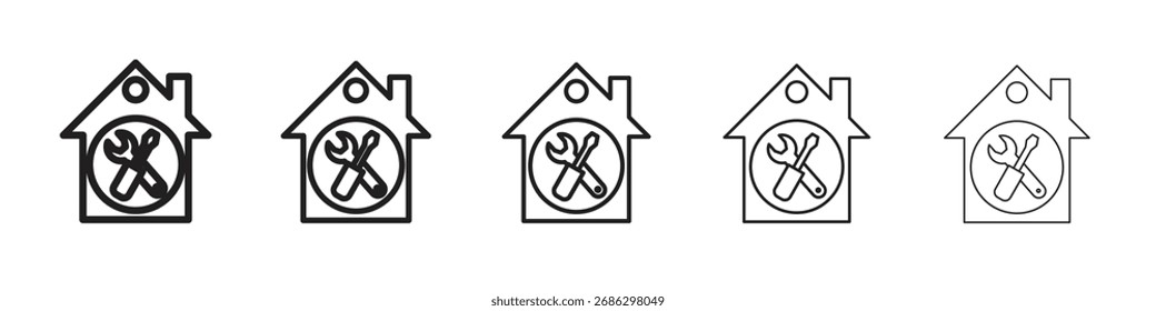Conjunto de Vector simple del icono de la reparación casera. Ilustración gráfica