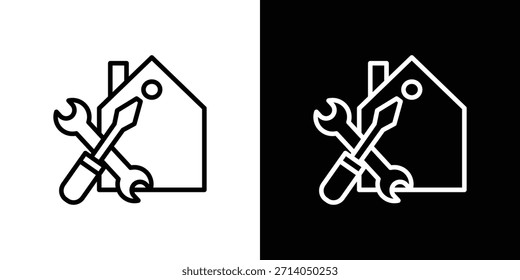 Icono de reparación casera en estilo plano y trazo delgado.