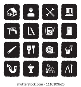 Home Repair Icons. Grunge Black Flat Design. Vector Illustration. 