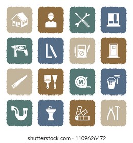 Home Repair Icons. Grunge Color Flat Design. Vector Illustration. 