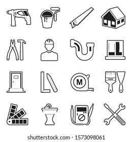 Home Repair Icons. Line With Fill Design. Vector Illustration.