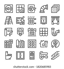 Home repair icons set. Line style