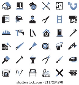 Home Repair Icons. Two Tone Flat Design. Vector Illustration.