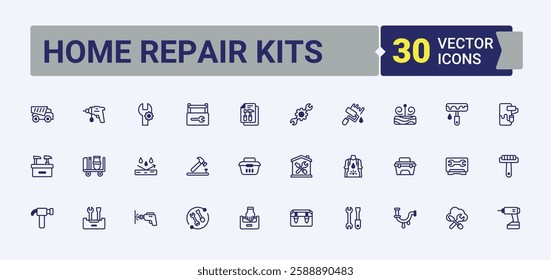 Home Repair Kits simple icon. Pack of screw, paint, build, saw, work and more. UI icon set in a flat design. Editable vector outline and solid icons.