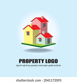 home repair logo. 3 houses that are close to each other from ordinary houses to tall houses. symbolizes home improvement services for all circles. vector logo can be edited again.