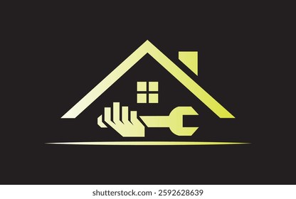 Home repair logo and architecture logo on black background vector logo design