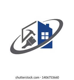 Home Repair Logo. Creative home and tools construction concept.