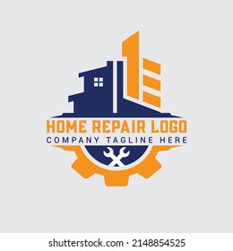 Ilustración de diseño del logotipo de reparación del hogar. Inmobiliaria, Construcción, Logo De Reparación De Edificios. 