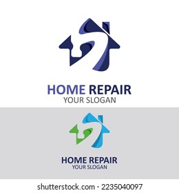 Design-Vektorgrafik des Home-Reparaturlogos mit handlicher Dienstleistungsvorlage