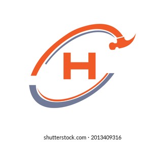 Home Repair logo with H letter vector. Home Construction Logo with H letter repair concept. 