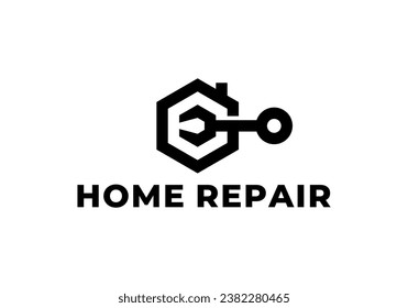 home repair logo, house renovation maintenance service unique symbol design