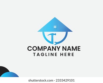 Home repair logo. House service center. Business. Real estate repair. Modern. Repair shop. Creative. Hamer. Premium. Building