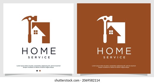 Home repair logo template with creative element Premium Vector