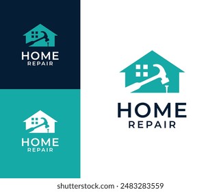 Logo für Heimreparatur. Startseite mit Tools Symbol Logo Design Illustration. Home Renovierung Logo Design Inspiration.