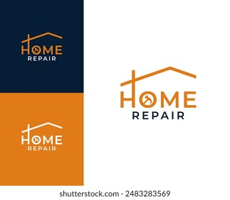 Home repair logo. Home with tools icon logo design illustration. Home renovation logo design inspiration.