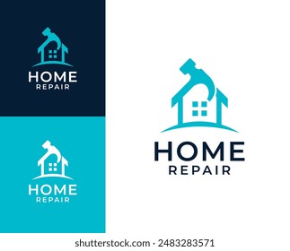 Logo für Heimreparatur. Startseite mit Tools Symbol Logo Design Illustration. Home Renovierung Logo Design Inspiration.