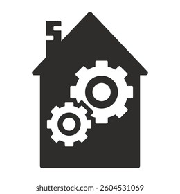 home repair and maintenance icon, construction company symbol, flat vector illustration isolated on white background
