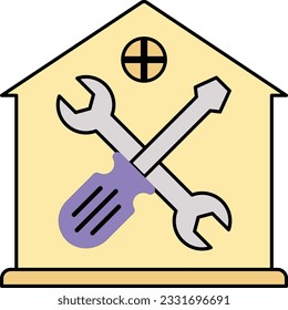 home repair and maintenance services concept vector color design, Housekeeping symbol, Office caretaker sign, porter or cleanser equipment stock illustration