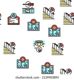 Home Repair Occupation Vector Seamless Pattern Thin Line Illustration