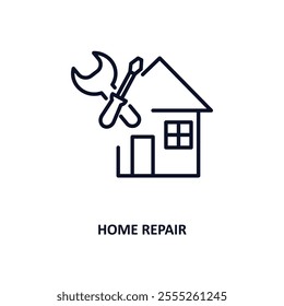 home repair outline icon.  Thin line icon from construction tools collection. Editable vector isolated on white background