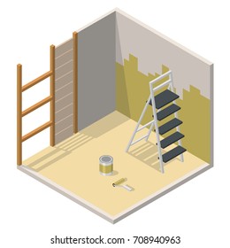 Home repair realistic isometric vector illustration