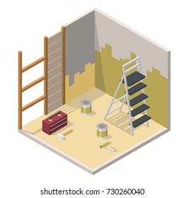 Home repair realistic isometric vector illustration