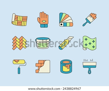 Home repair, remodeling, redecoration icon set. Graph symbol for your web site design, logo, app, UI. Vector illustration, EPS10. [[stock_photo]] © 