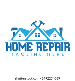 home repair, roofing, remodeling, handyman, home renovation, decor logo