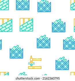 Home Repair Service Collection Vector Seamless Pattern Color Line Illustration