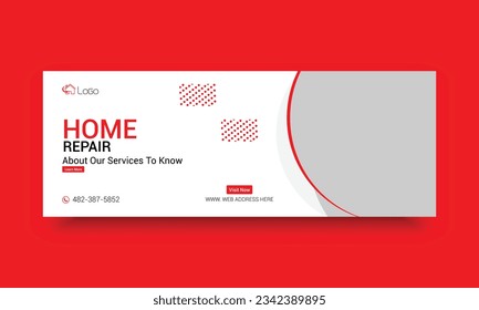 Home repair Service Facebook cover post design template